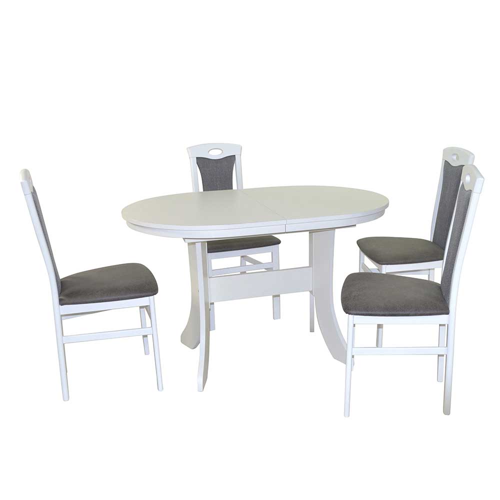 Tisch & vier Stühle in Weiß - Sonja (fünfteilig)
