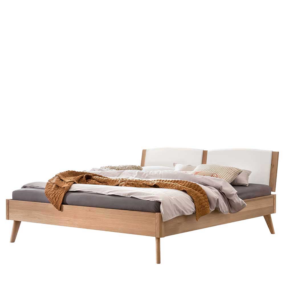 140x200 Bett in Eiche Hell und Weiß - Rubiho