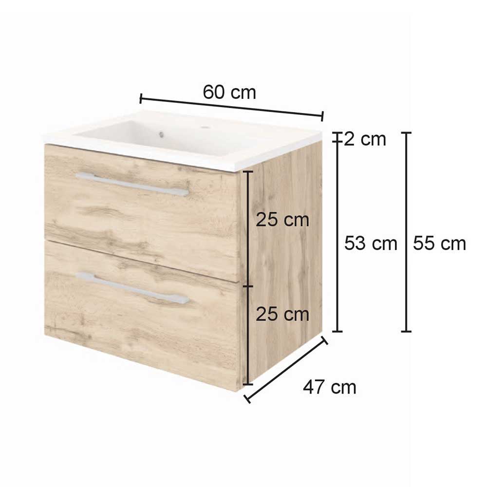 Badezimmermöbel Set 90 cm breit - Lemnas (dreiteilig)
