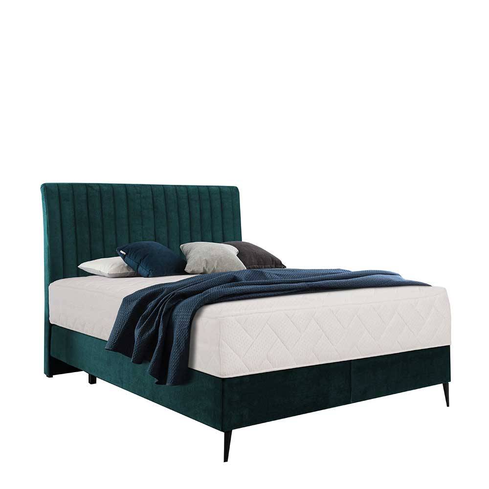 Springboxbett in Petrol Blau Stoff - Custon