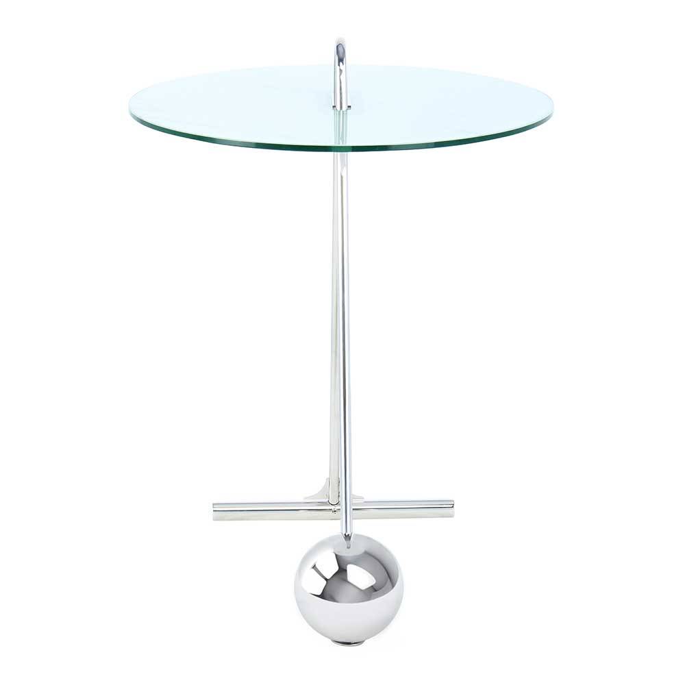 46x60x46 Design Glastisch in Weiß & Silber - Twinta
