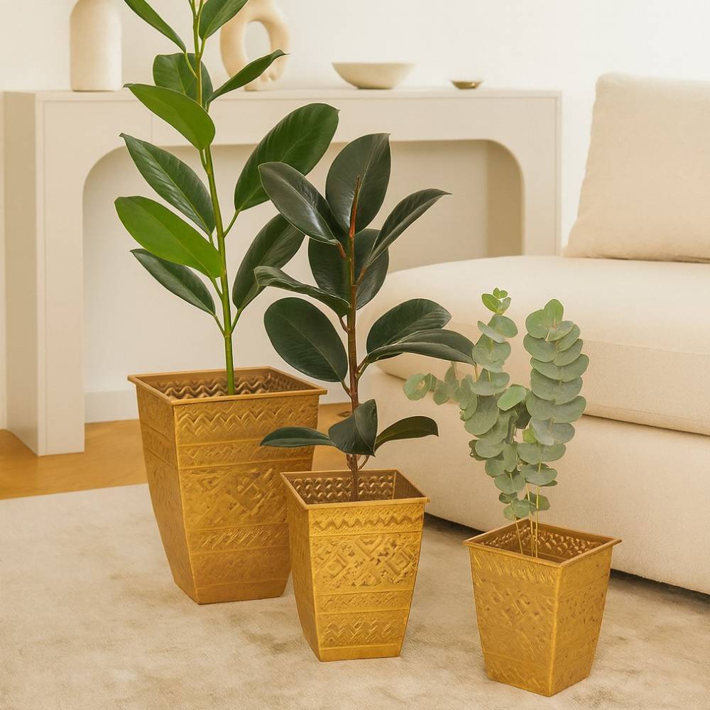 Übertopf Trio in Goldfarben - Makur (dreiteilig)