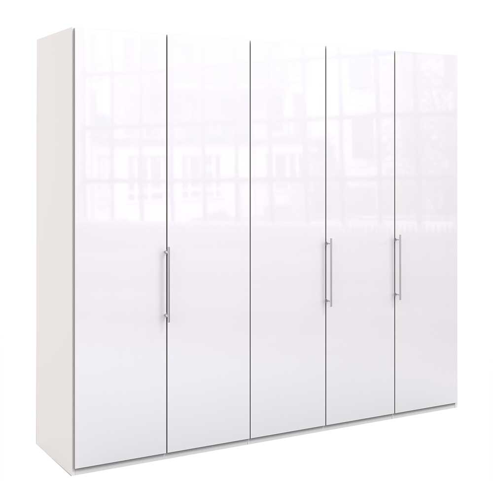 Falttüren-Kleiderschrank in Weiß mit Glasbeschichtung - Dolienca