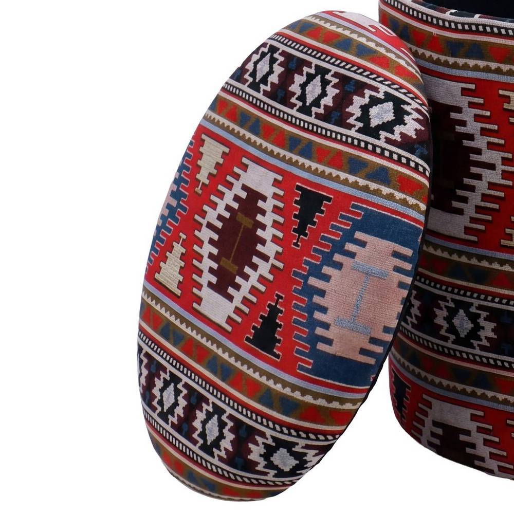 Ethno Style Hocker mit Navajo Kelim Muster - Cody