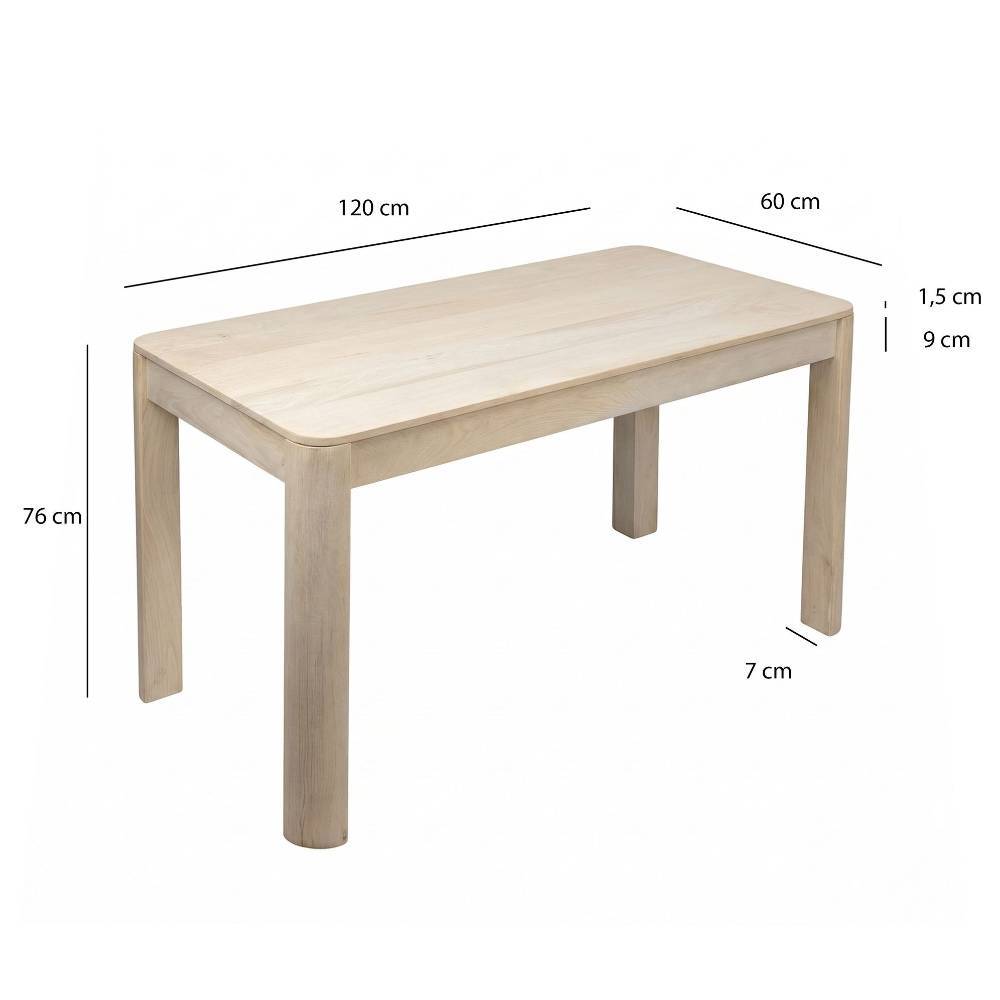 Esszimmertisch aus Mangobaum White Wash mit allen Maßen und Abmessungen – Romtada
