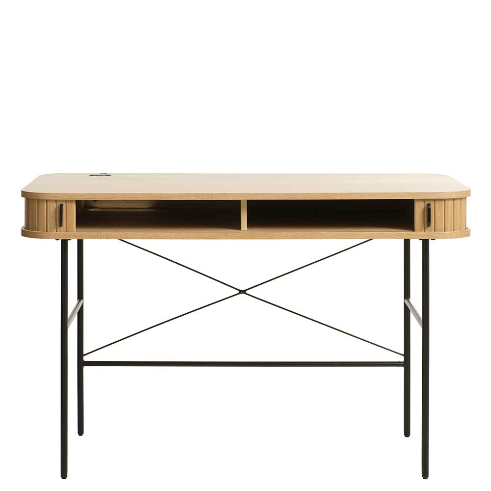Design Schreibtisch mit zwei Schiebetüren Fächern - Teorina