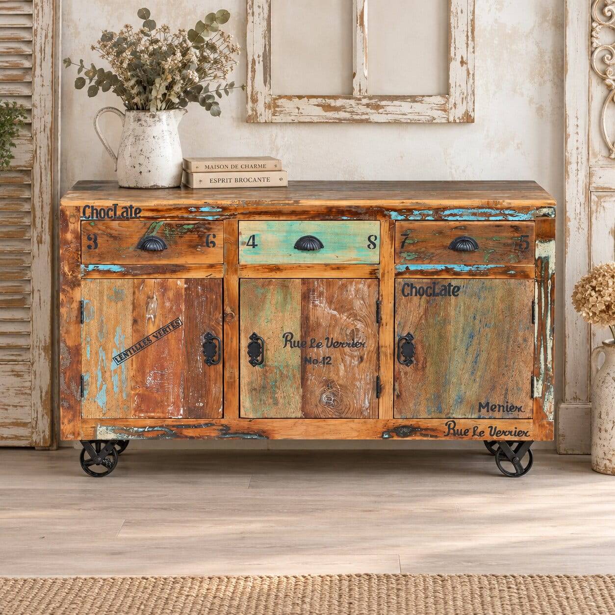 Shabby Chic Sideboard aus Recyclingholz - Vatrima