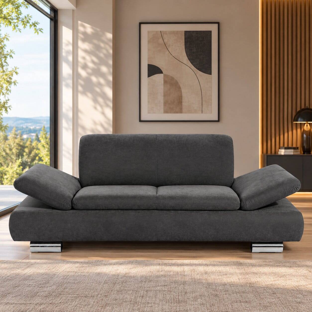 Zweisitzer Sofa aus Velours Anthrazit - Venezia