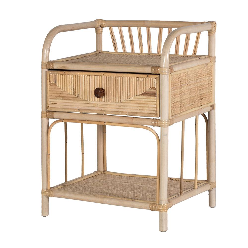 Rattan Nachtkonsole mit zwei Ablagen - Robin