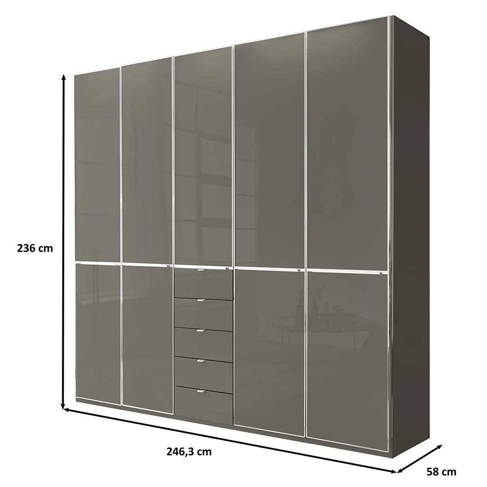 Brauner Kombi-Schlafzimmerschrank 5-türig - Madita