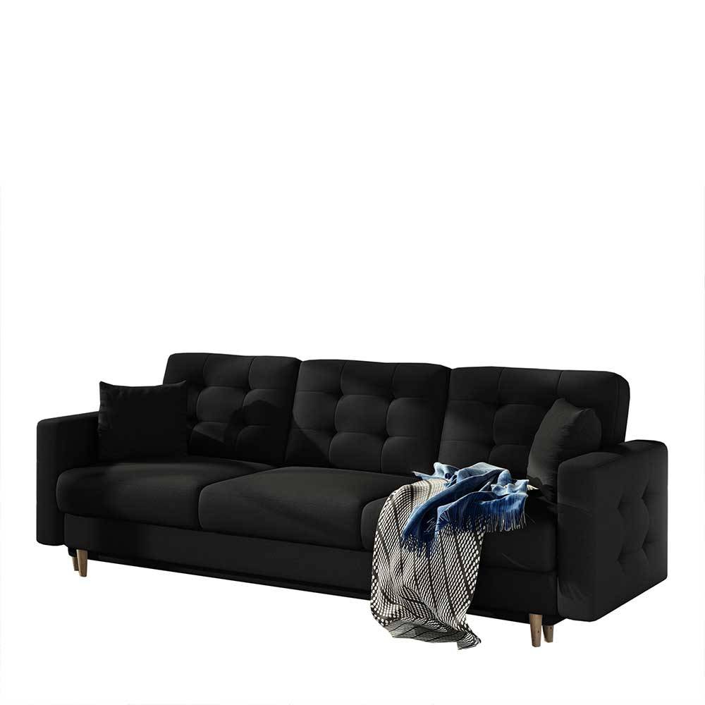 Dreisitzer Bettcouch in Schwarzbraun Stoff - Brain