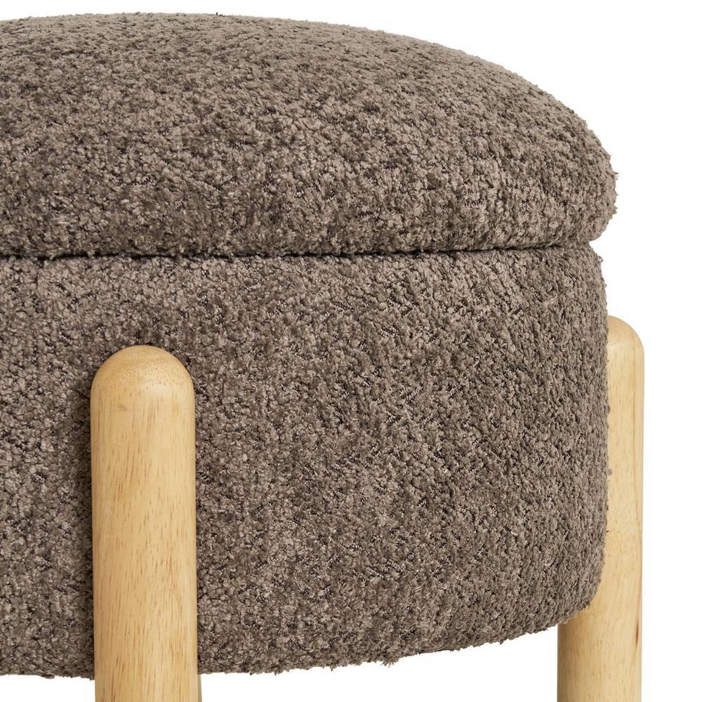 Polsterhocker mit Truhe in Braun Boucle - Pasterra