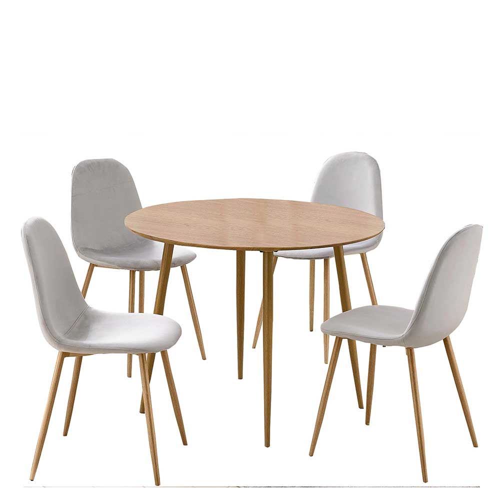 Runde Essgruppe mit Schalenstühlen - Fabiola (fünfteilig)
