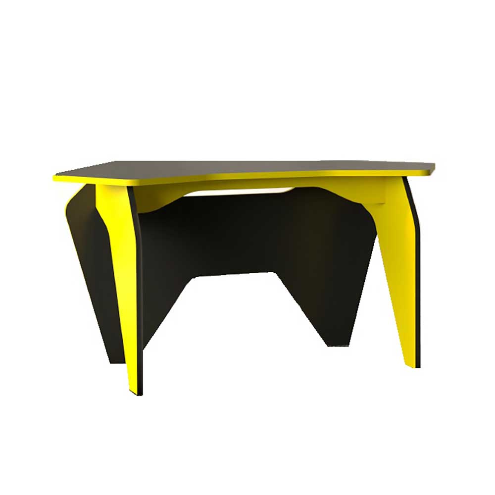 150x76x70 Design Schreibtisch in Schwarz & Gelb - Carimo