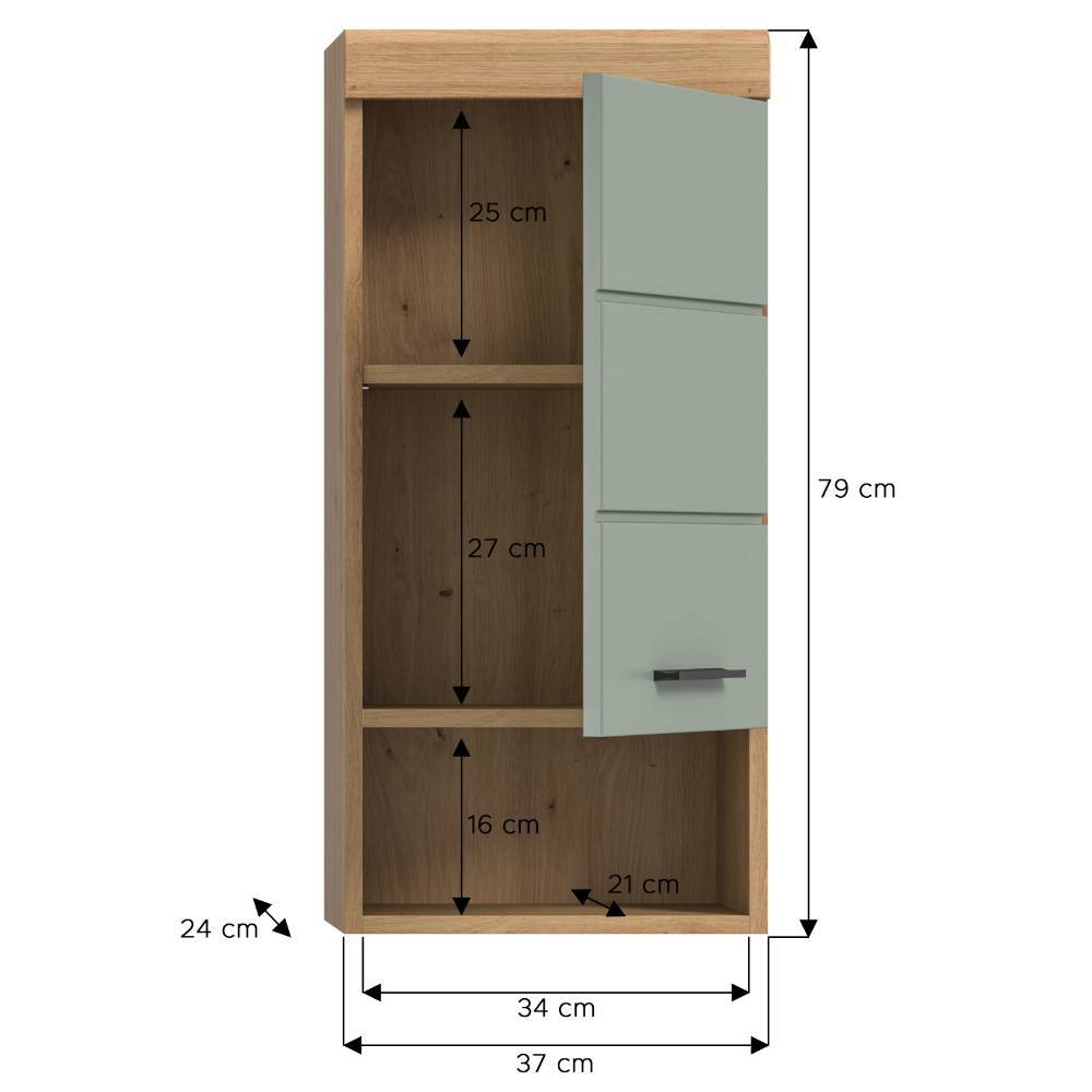 1-türiger Bad-Hängeschrank in Salbei - Tamdato