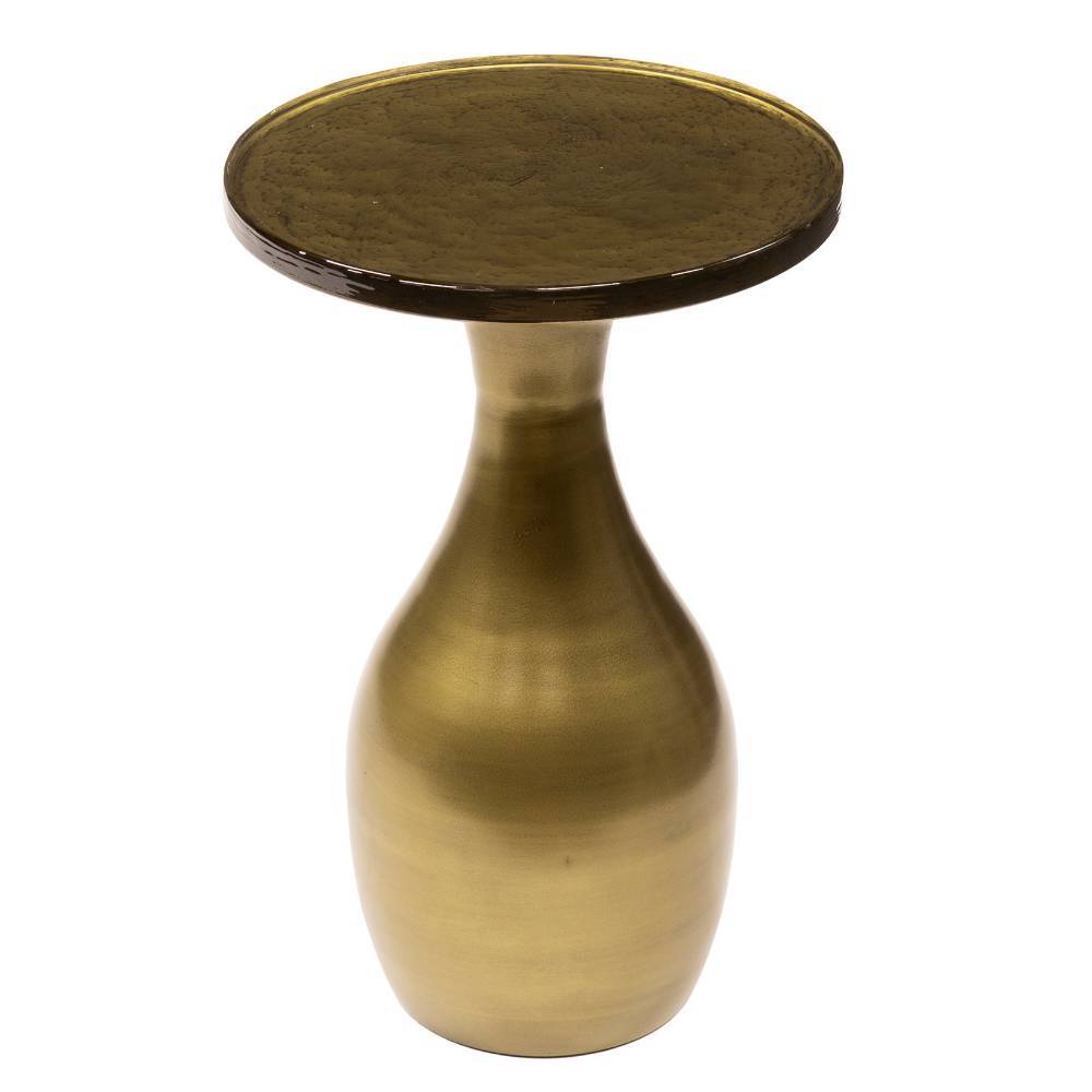 Stilvoller Gussglas-Beistelltisch für Wohnzimmer oder Flur in Altgoldfarben – Abrolhos