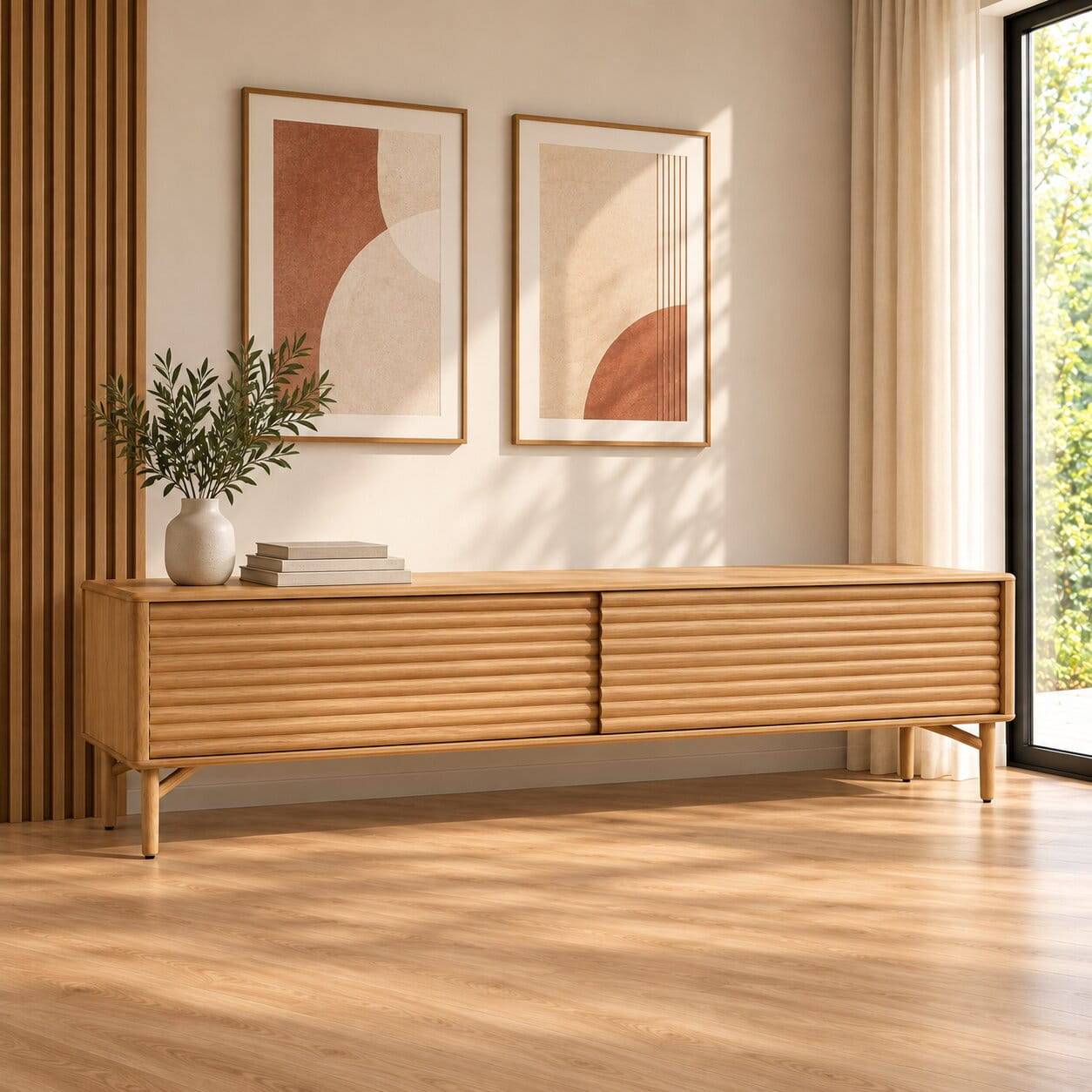 200x57x35 TV Unterschrank mit Schiebetüren - Salravia