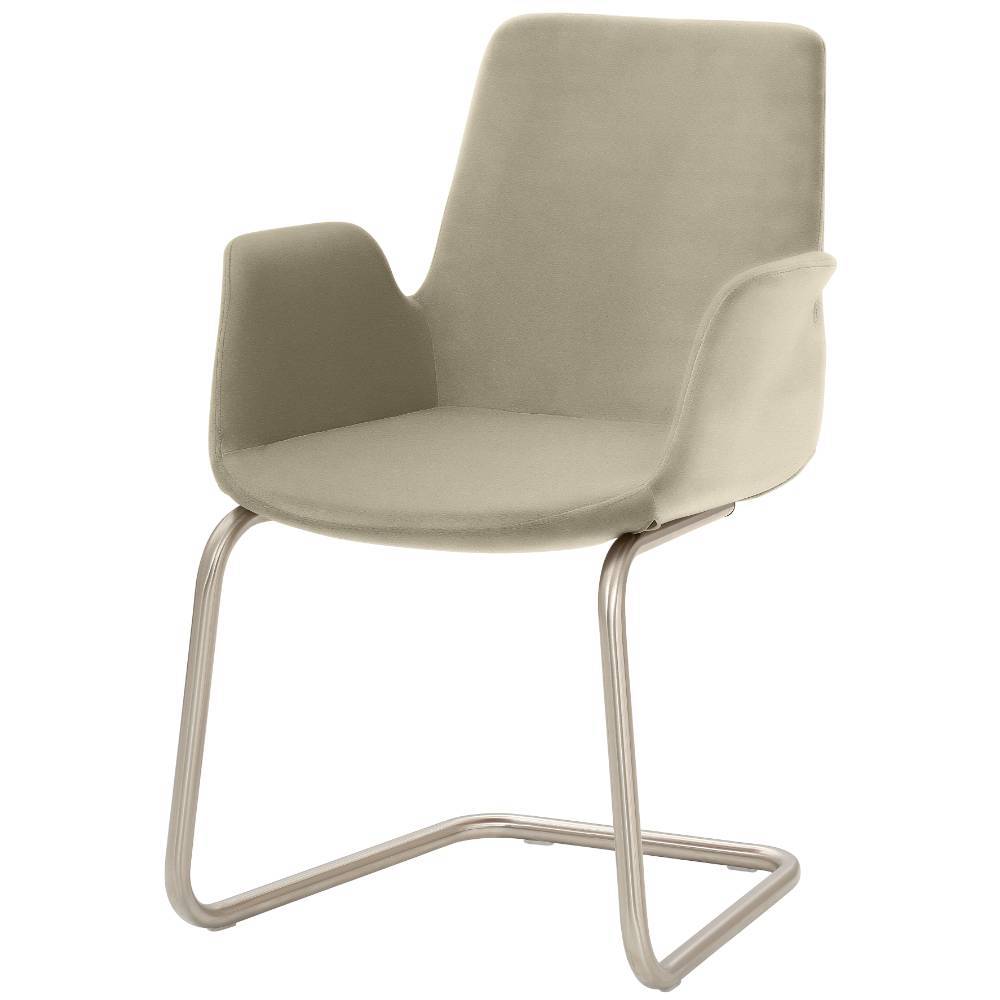 Schwingstuhl mit Armlehnen in Taupe - Kamma