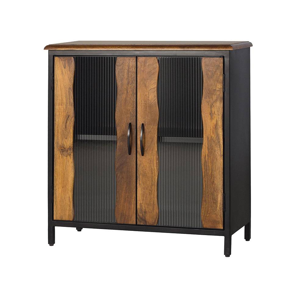 Design Türen-Kommode aus Mangoholz und Metall - Aglia