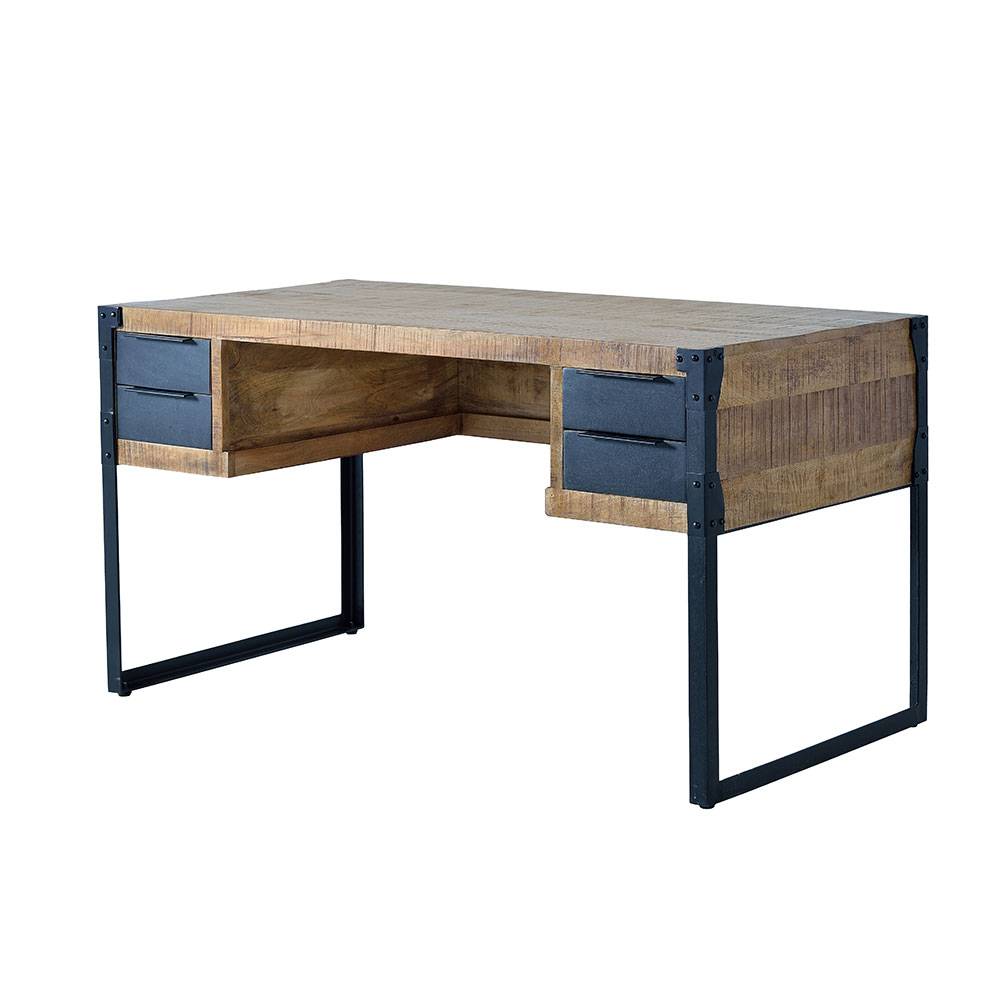 Industrial Schreibtisch aus Mangoholz mit Metall - Lakumara