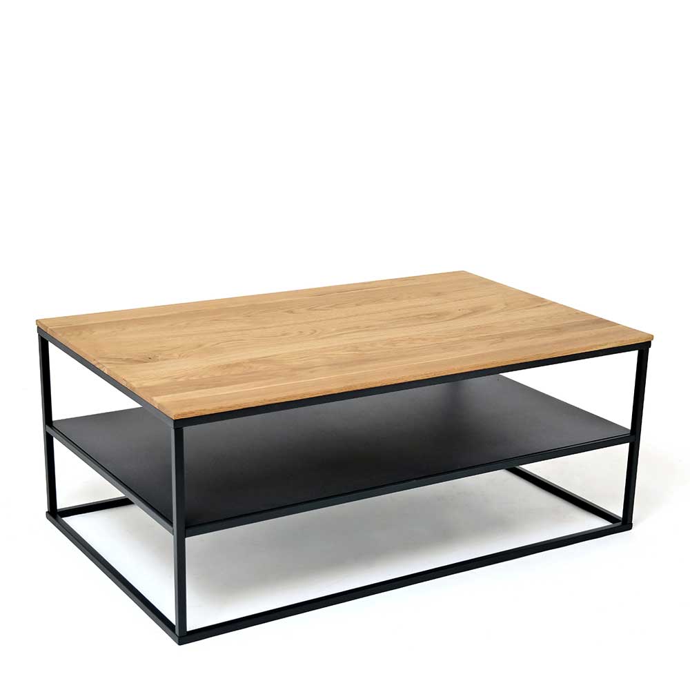 Wohnzimmer Tisch aus Eiche massiv & Metall - Sisam
