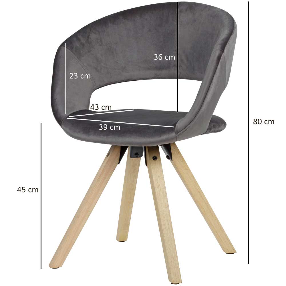 Design Esszimmerstuhl mit grauem Samt - Volcma