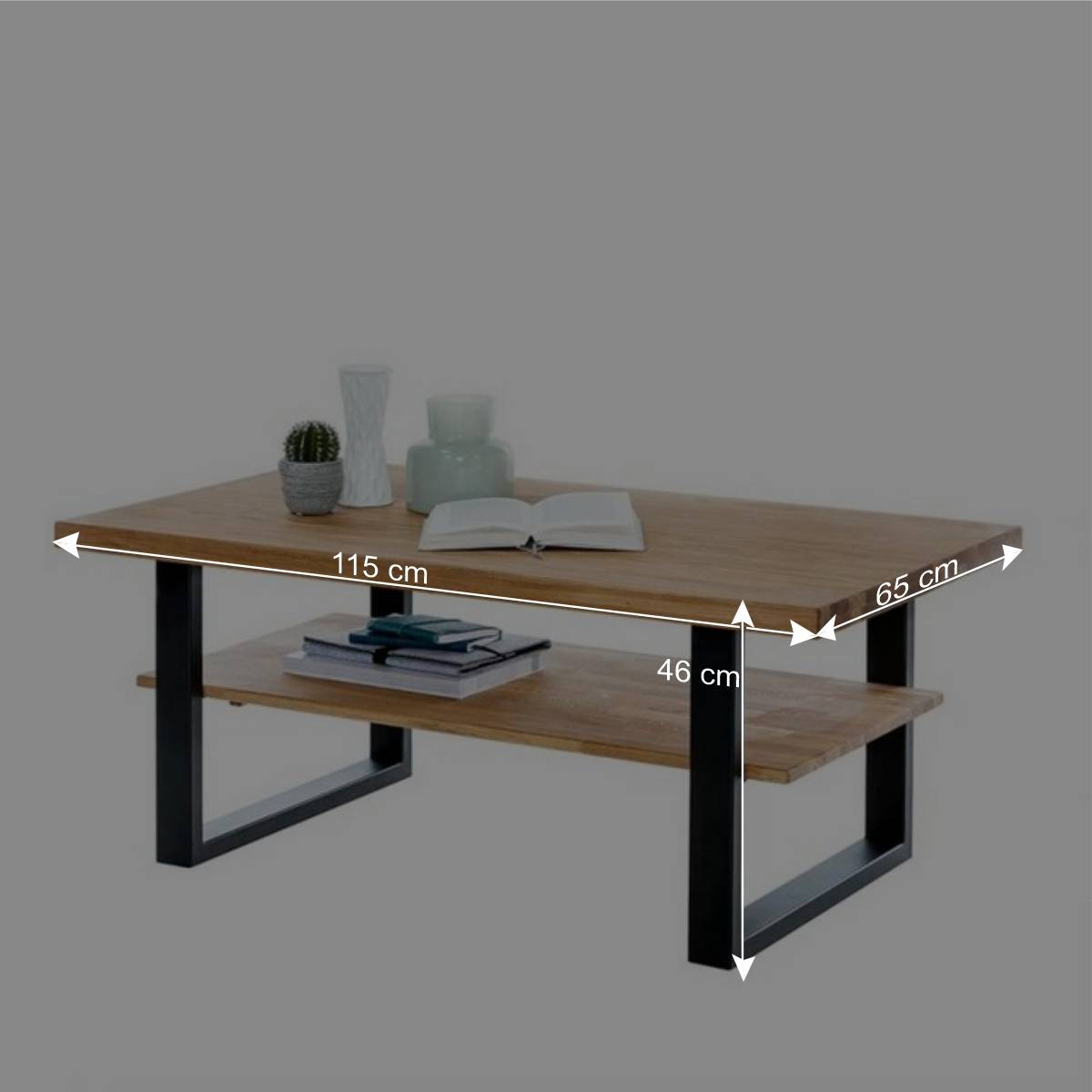 115x65 Wohnzimmertisch mit Eisen U-Gestell - Arello
