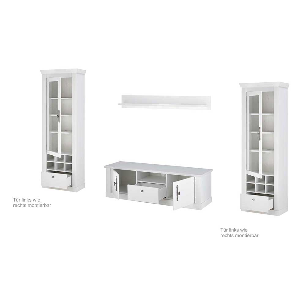 Wohnzimmer Möbelset in weißer Holzoptik Pinie - Liancos (vierteilig)