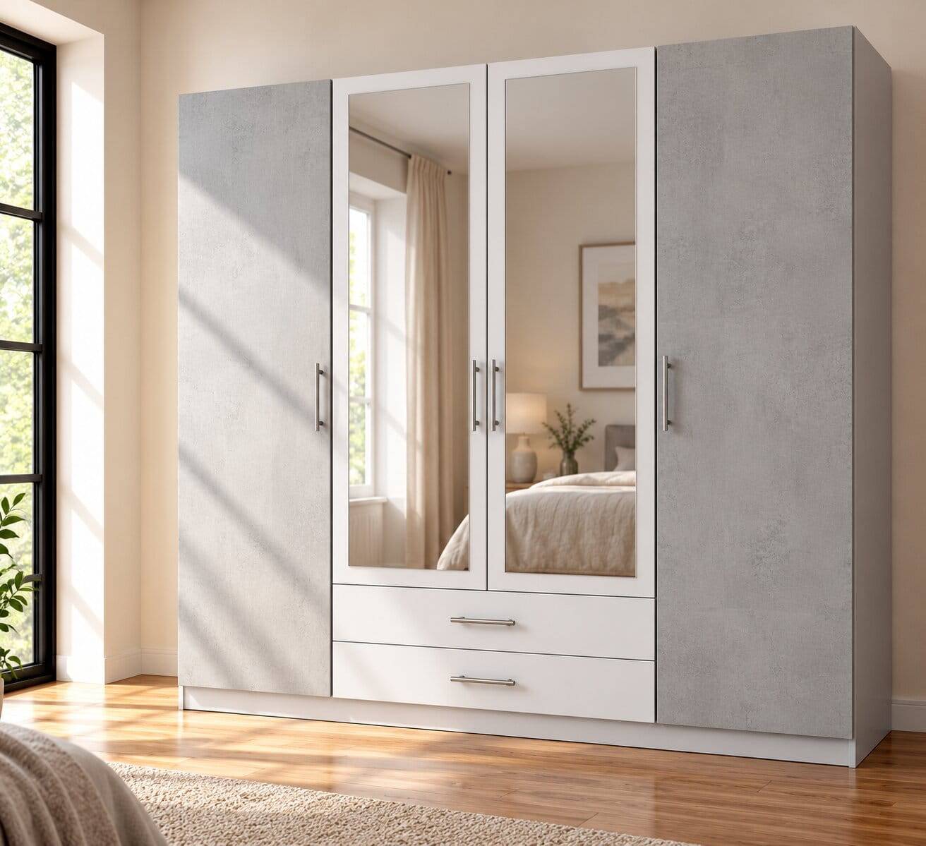 Kleiderschrank in Betonoptik Lichtgrau - Unesc