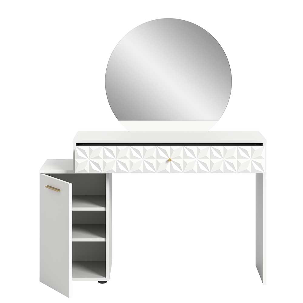 Design Schminkkommode mit rundem Spiegel - Ustabo