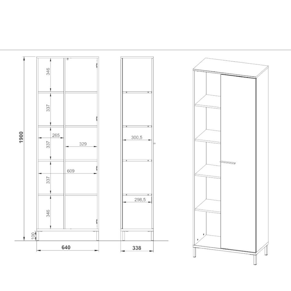 Office Schrank in Hellgrau mit Schwarz - Gidius