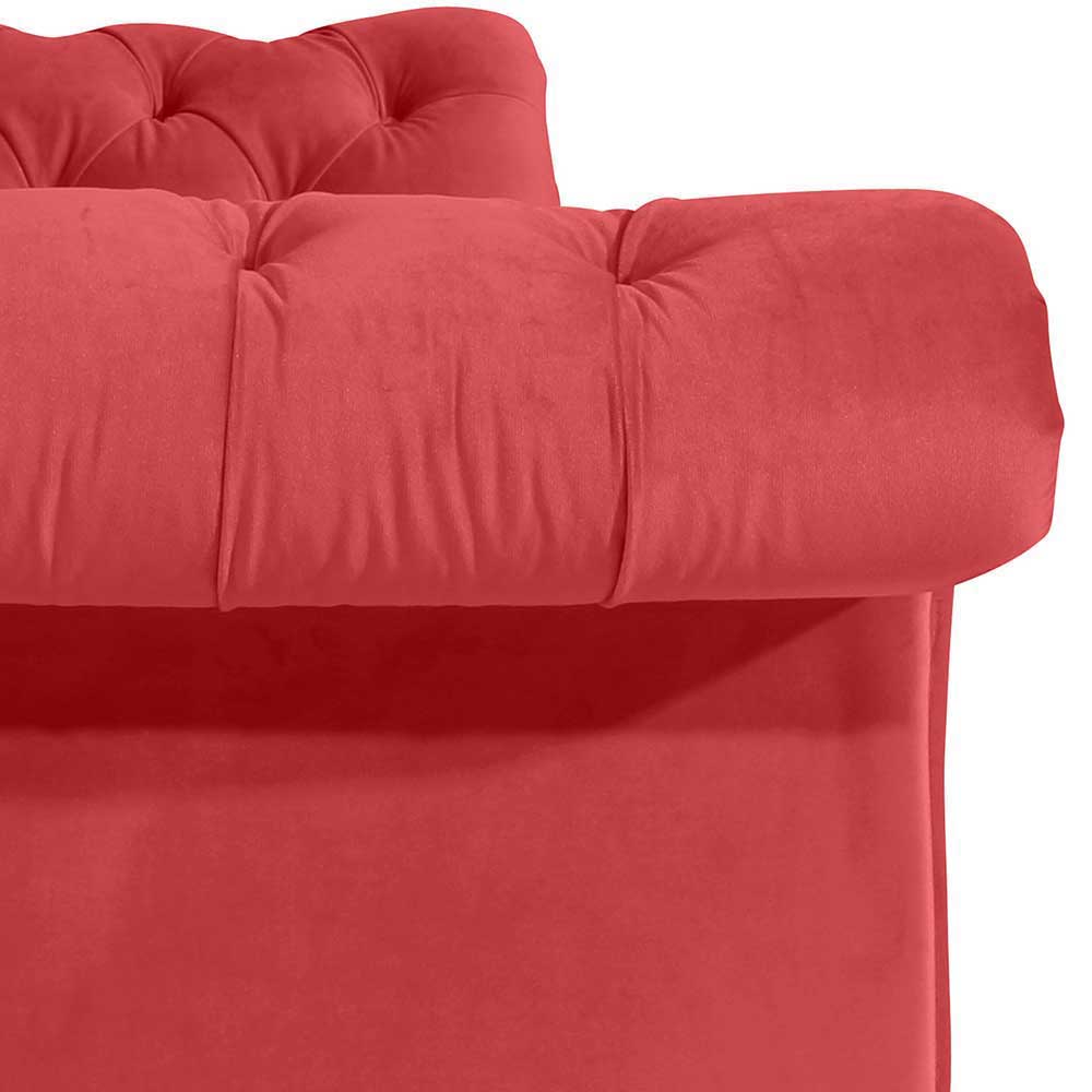 Zweisitzer Couch aus Samtvelours in Rot - Rosanna
