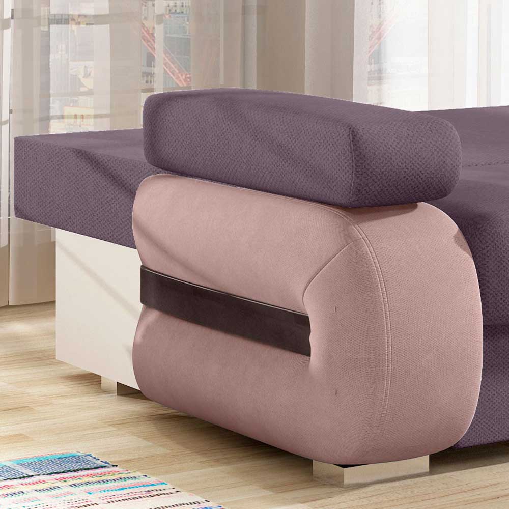 Federkern-Bettsofa in Mauve und Altrosa - Ayleen