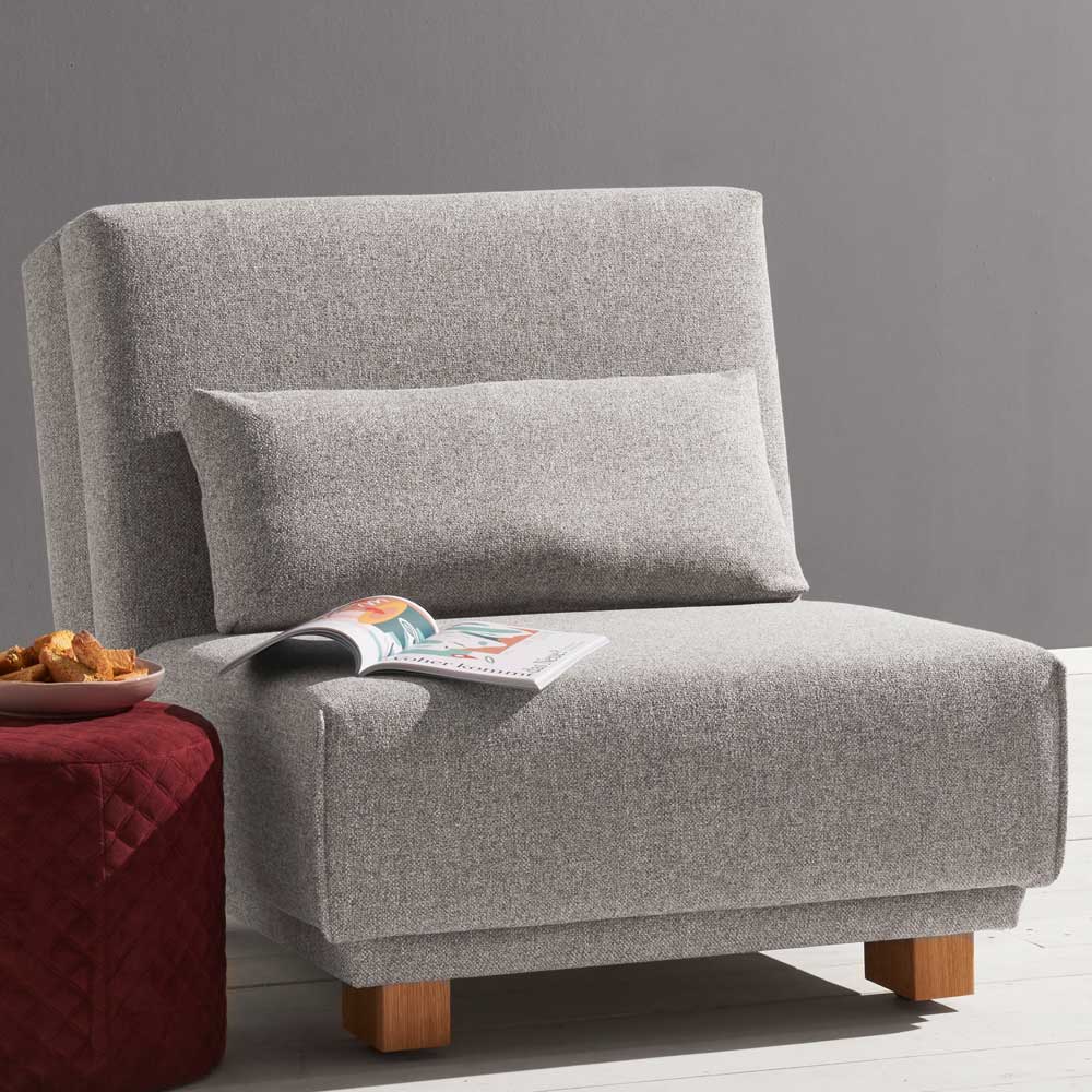 Hellgrauer Sessel ohne Armlehnen in modernem Design - Retrona