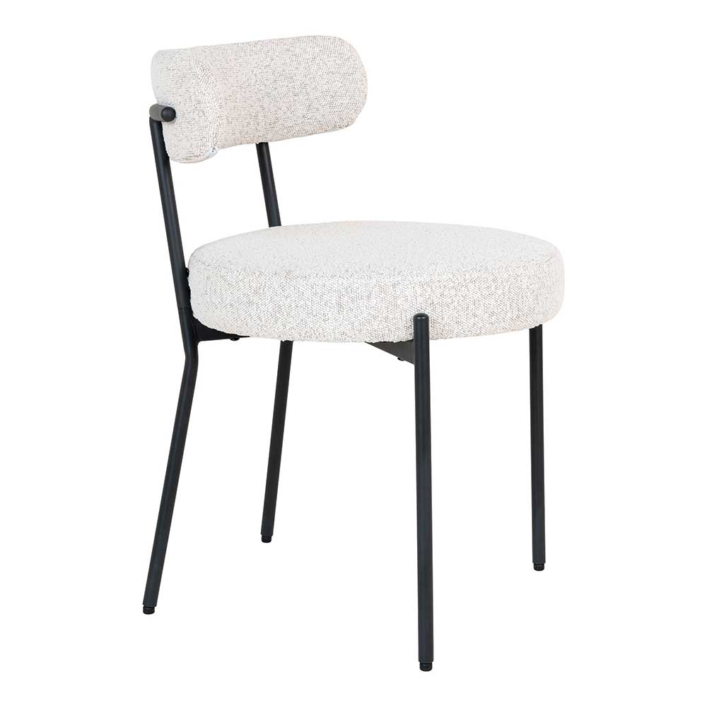 Boucle Polsterstuhl in Cremeweiß - Jalina (2er Set)