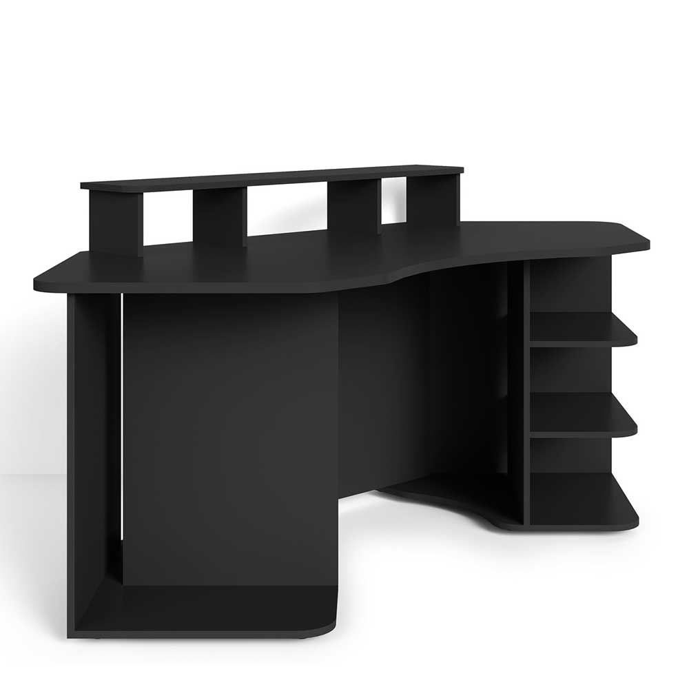Computertisch in Schwarz mit Aufsatz - Iscian