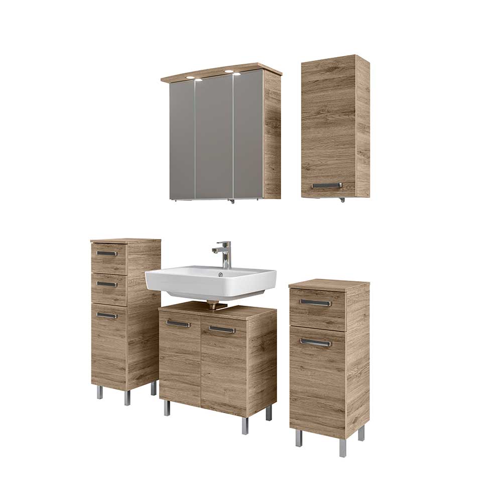 Badeinrichtung Komplettset in Holzoptik - Lemi (fünfteilig)