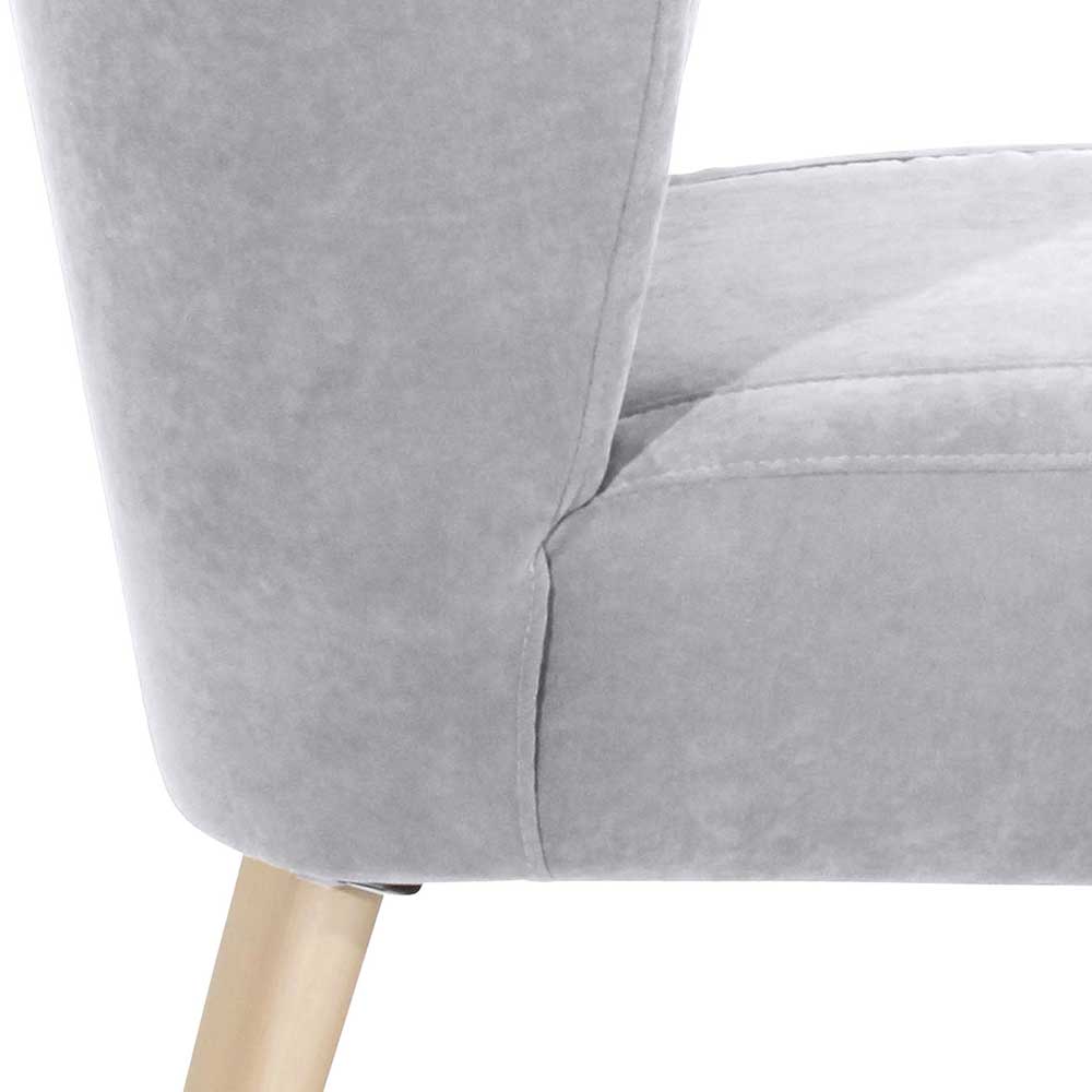Gepolsterter Sessel in Silbergrau Velours - Yves