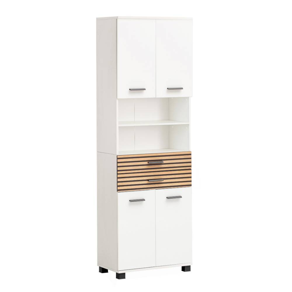 Breiter Badezimmer-Hochschrank in Mattweiß - Pravoria