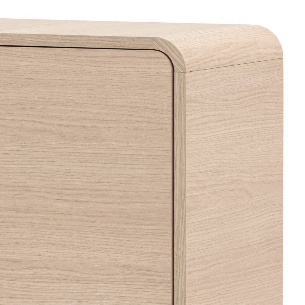 Abgerundete Kante und Holzmaserung der Highboard-Vitrine in Eiche Holzoptik – Embrus