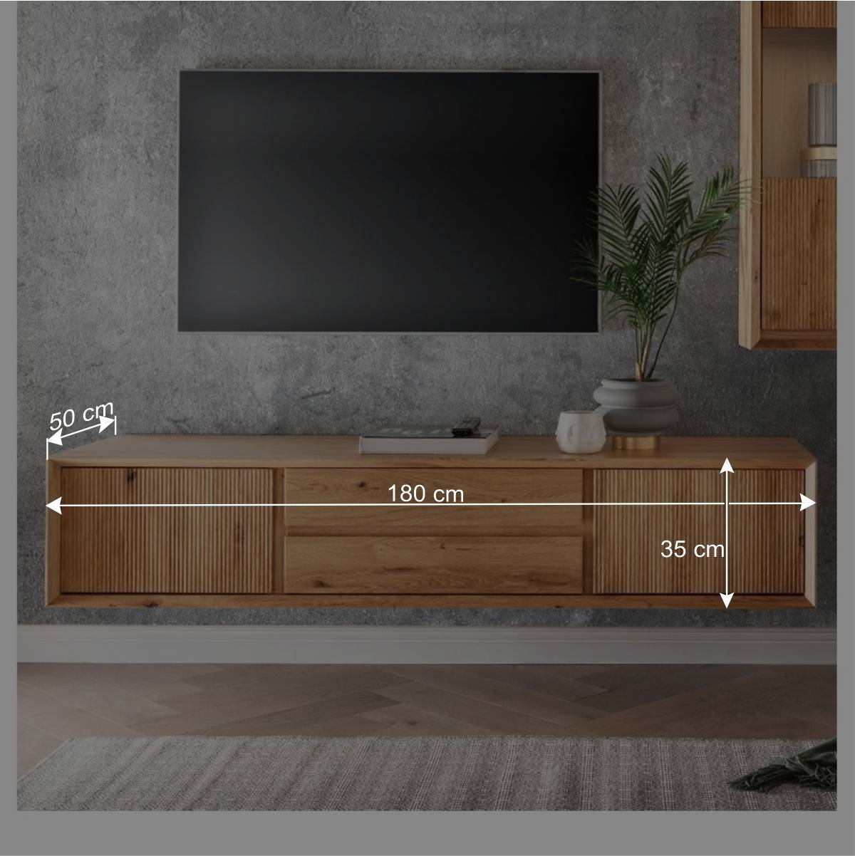 Hängendes TV-Lowboard aus Wildeiche - Fredellia