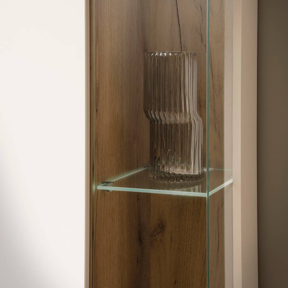 Vitrine in Weiß mit Eiche - Acke