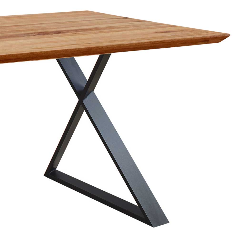 Tisch mit Holzplatte Schweizer Kante - First