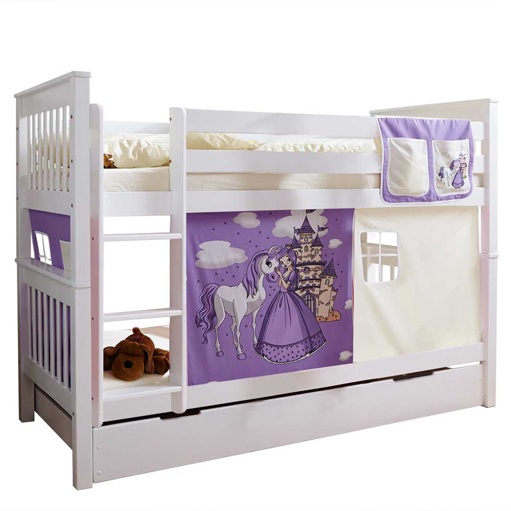 Weißes Kinder Etagenbett mit Bett Schublade - Jytte