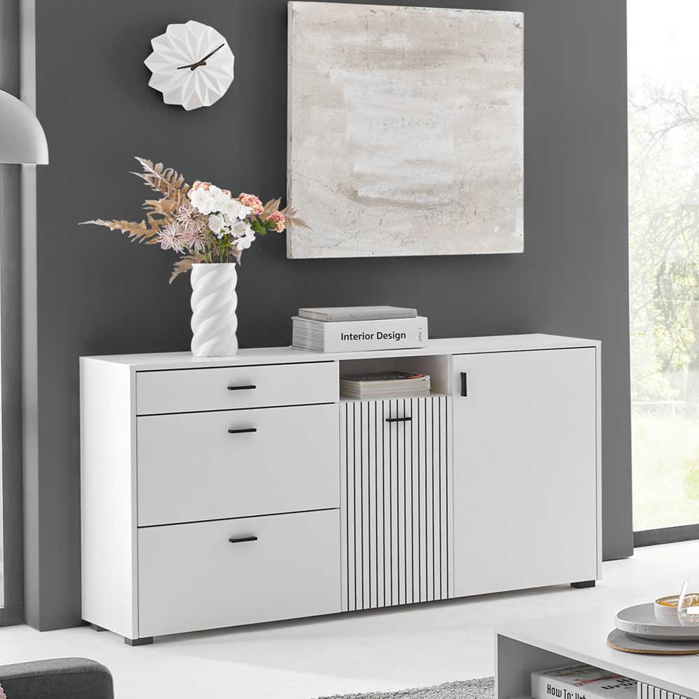 Weiße Kombi-Kommode mit 1,50 m Breite in modernem Design
