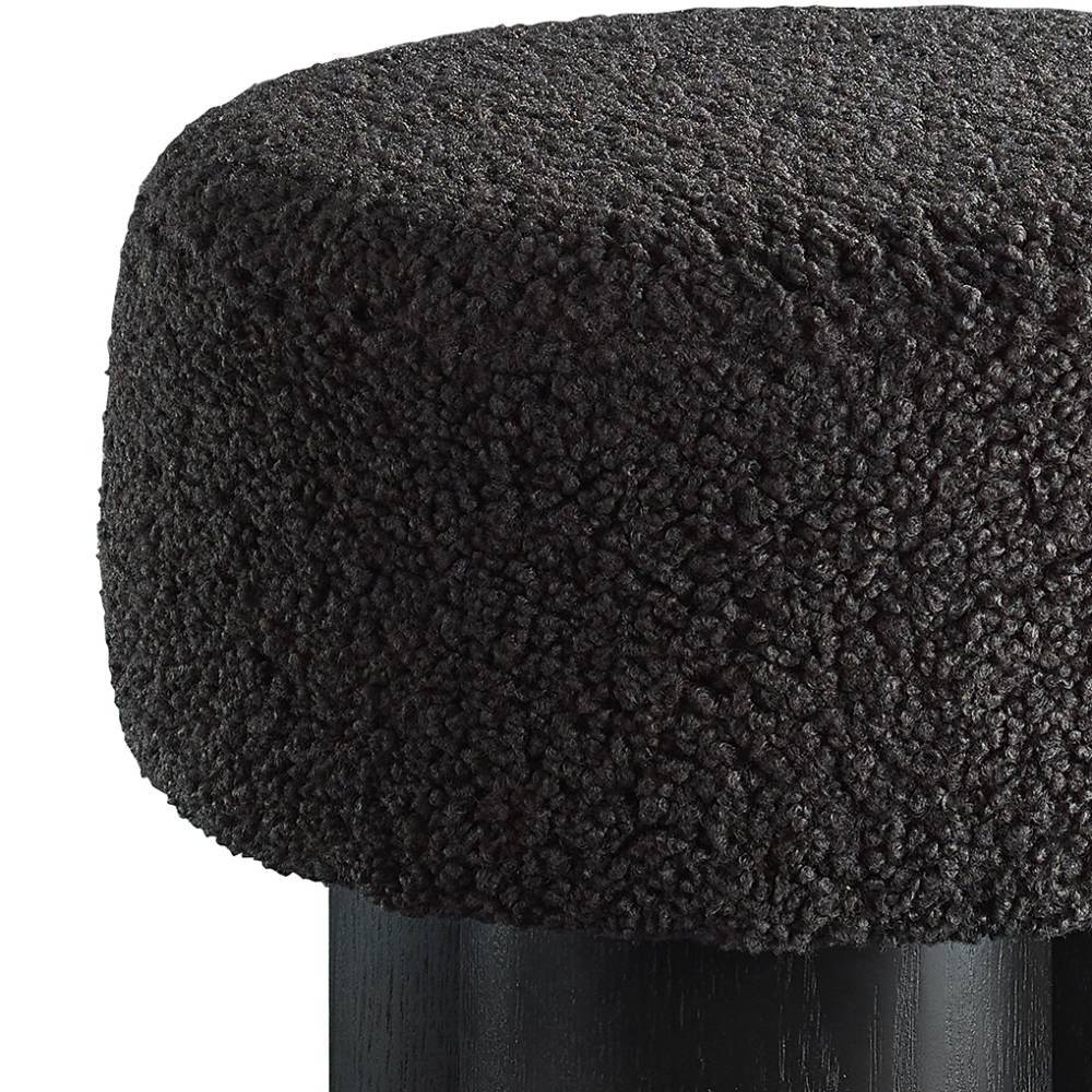 Schwarzer Plüsch-Hocker in rundem Design - Lancarosa