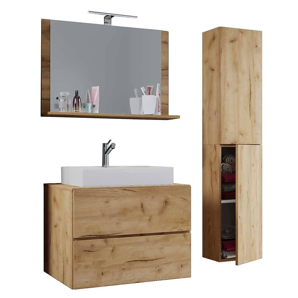 Holzoptik Badezimmermöbel hängend - Toulon (dreiteilig)