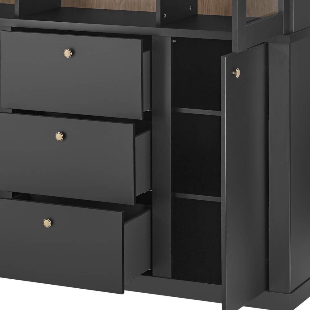 Modern Country Vitrinenschrank in Mattschwarz - Lulumo