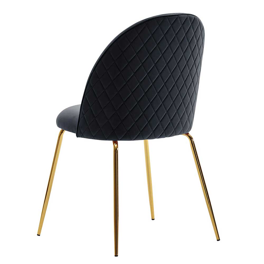 Polsterstuhl in Schwarz und Gold - Lidian (2er Set)