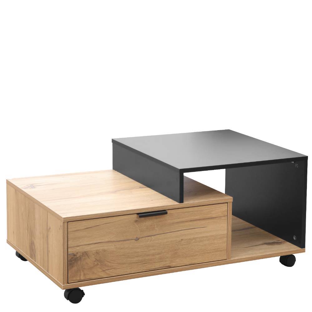 Design-Couchtisch in Eiche Dekor und Schwarz - Lanta